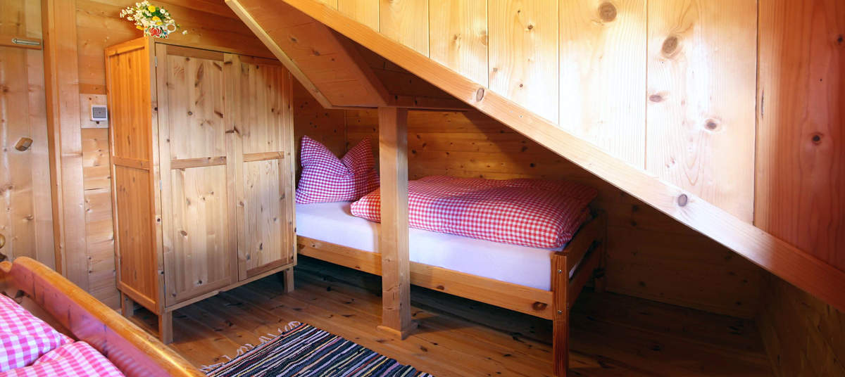 Schlafzimmer auf der Hütte